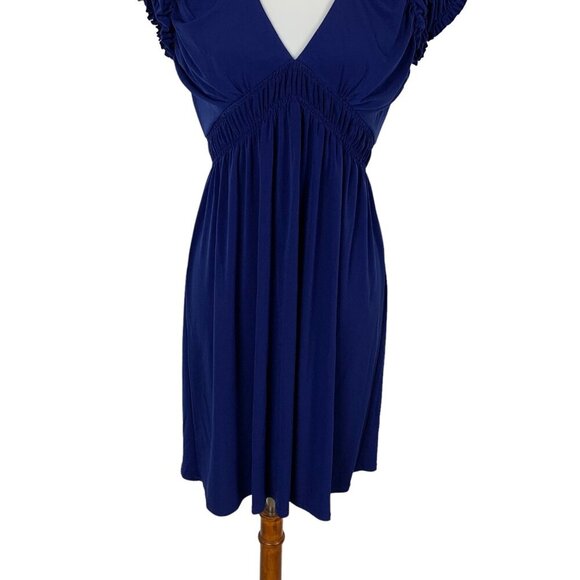 Laundry By Design Navy Ruched Cap Sleeve V Neck Dress 4 Cocktail Party NWT - Picture 3 of 7